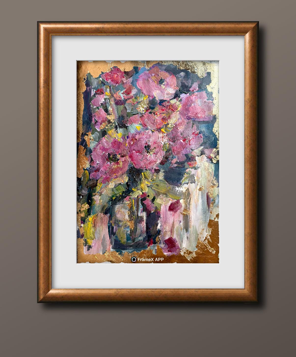 PINK FLORAL BOUQUET ORIGINAL OIL PAINTING