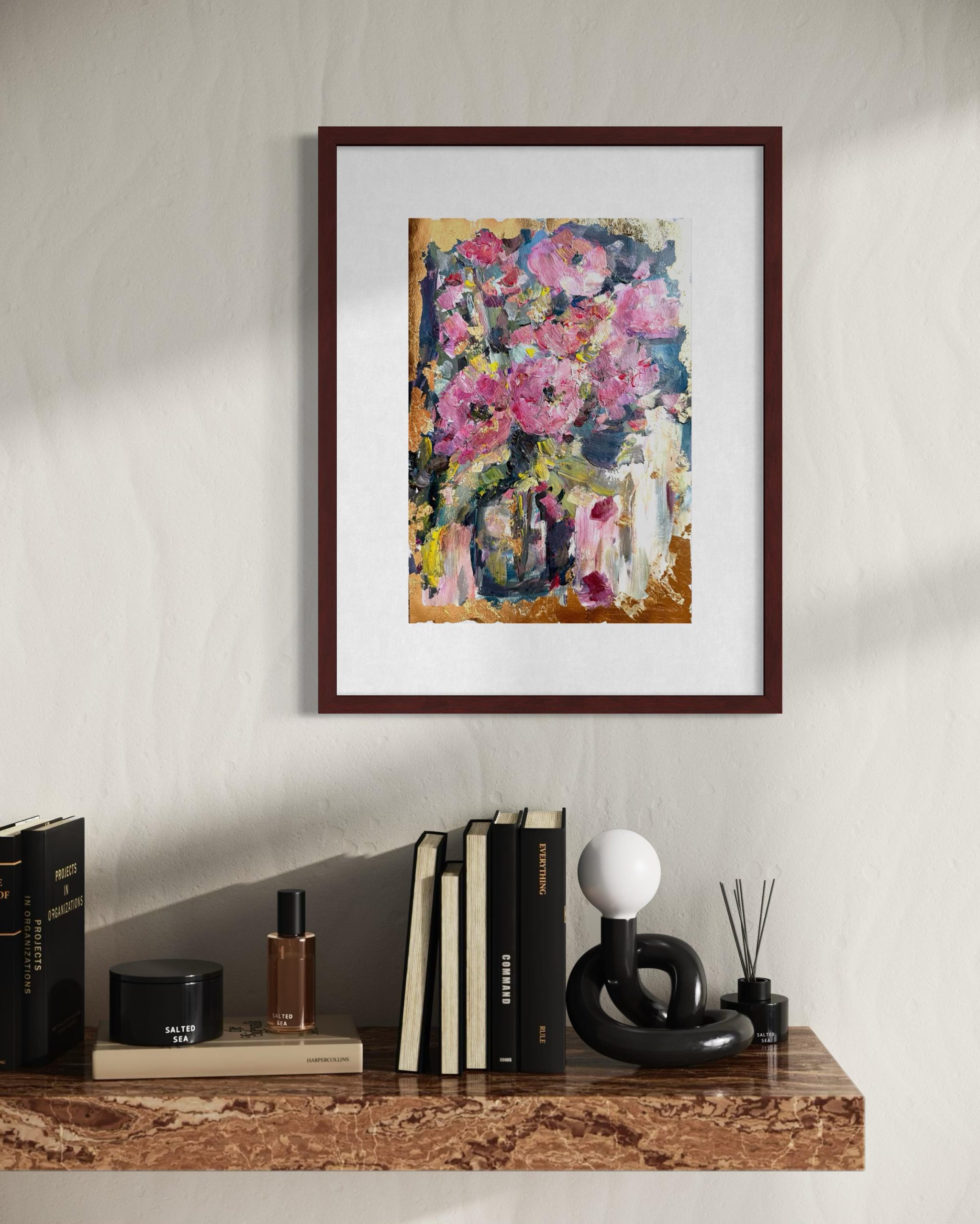 PINK FLORAL BOUQUET ORIGINAL OIL PAINTING - Image 6