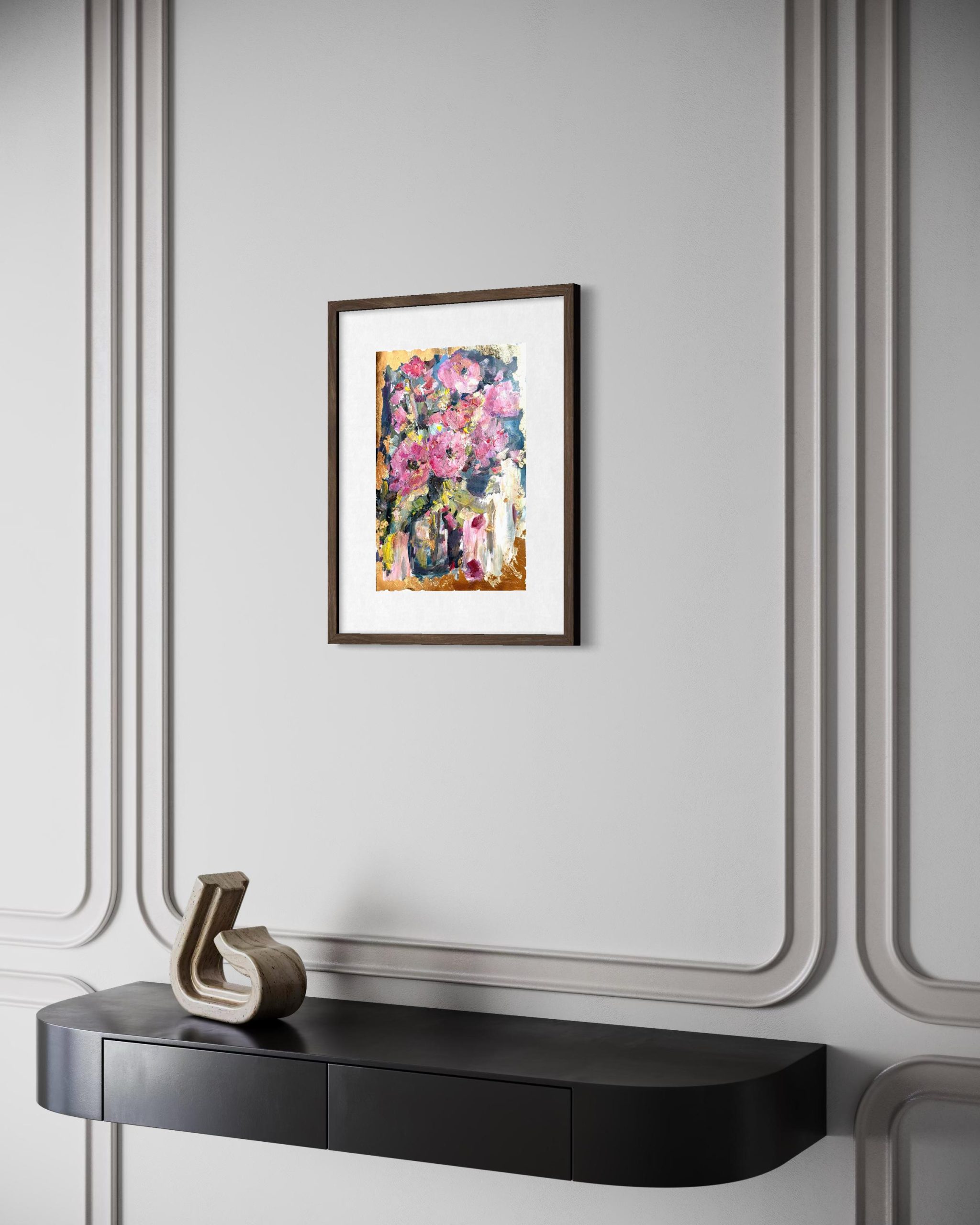 PINK FLORAL BOUQUET ORIGINAL OIL PAINTING - Image 5