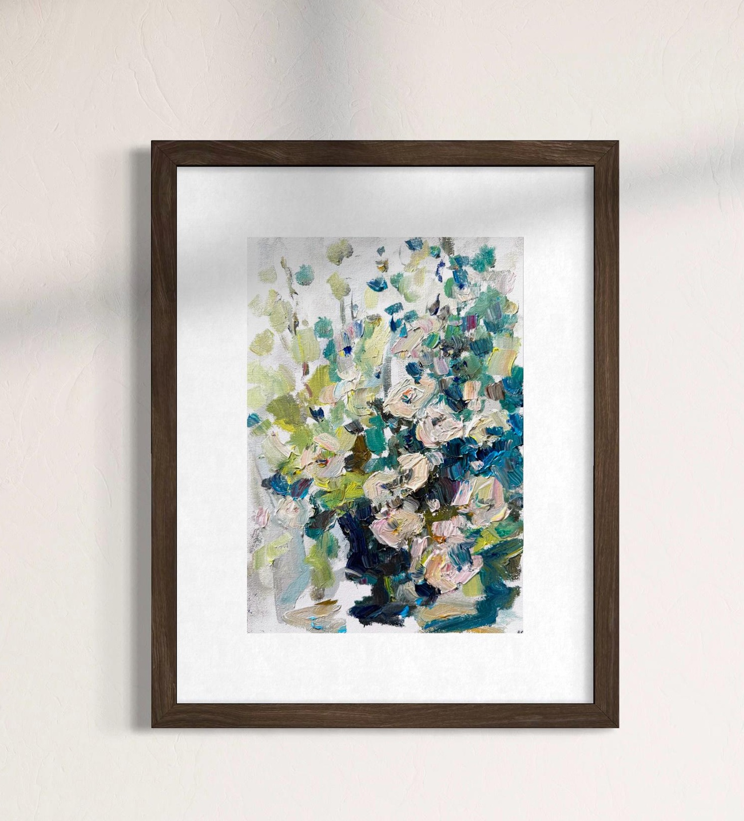 BLUE WHITE FLORAL VASE ORIGINAL OIL PAINTING