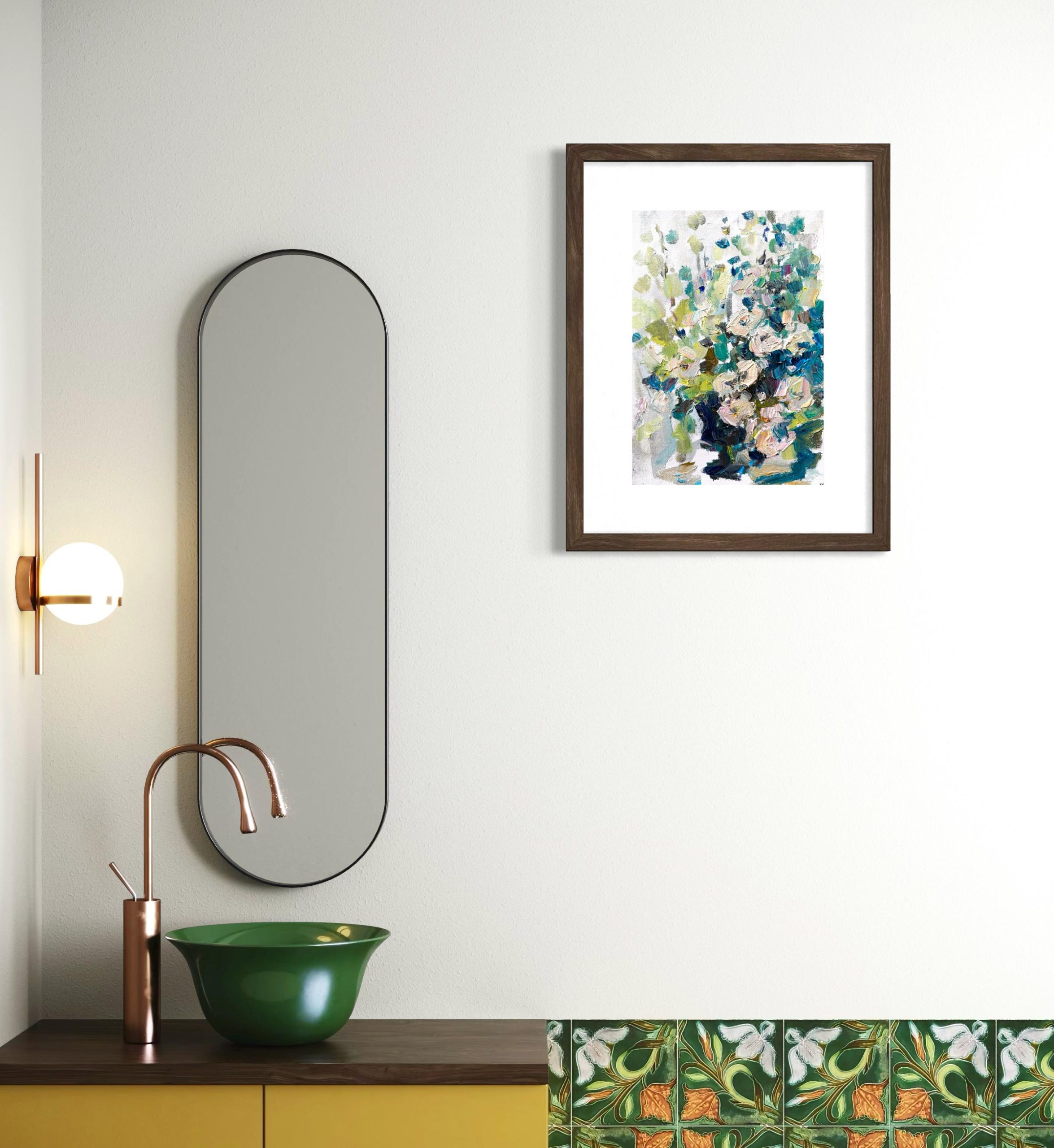 BLUE WHITE FLORAL VASE ORIGINAL OIL PAINTING - Image 4