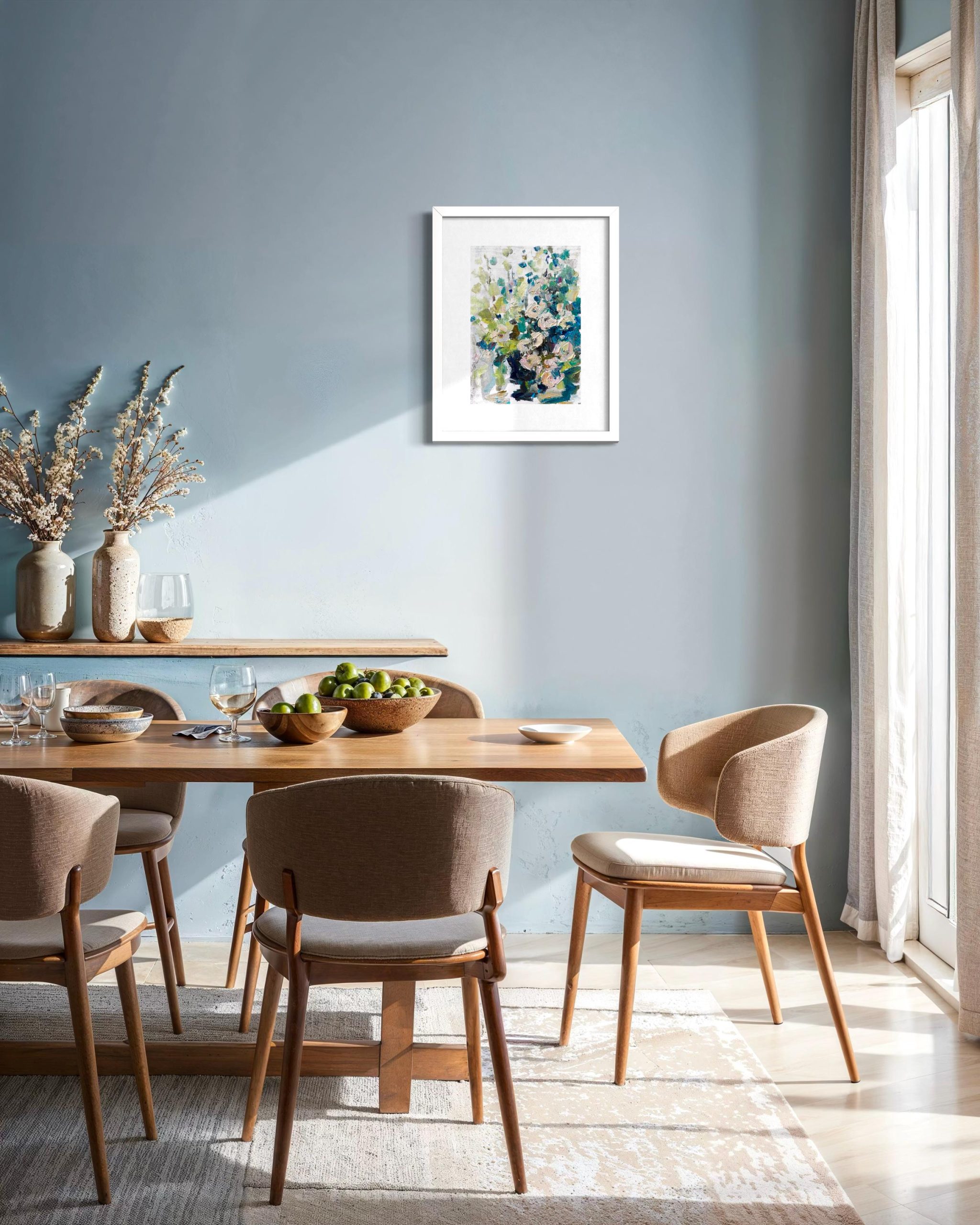 BLUE WHITE FLORAL VASE ORIGINAL OIL PAINTING - Image 6