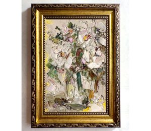 WHITE FLORAL BOUQUET ORIGINAL OIL PAINTING