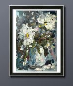 WHITE DAISY FLORAL ORIGINAL OIL PAINTING