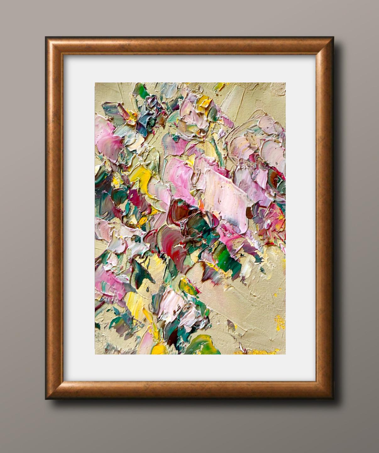 PASTEL PINK FLORAL ORIGINAL OIL PAINTING
