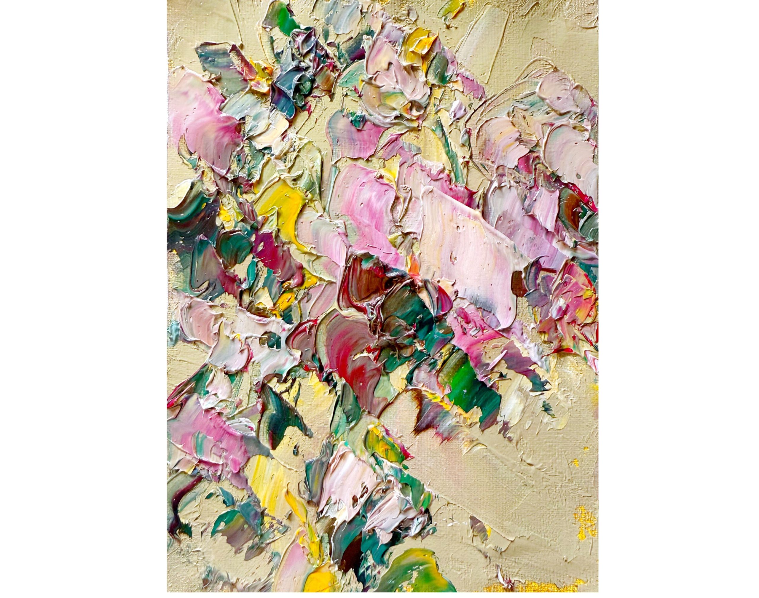 PASTEL PINK FLORAL ORIGINAL OIL PAINTING - Image 3