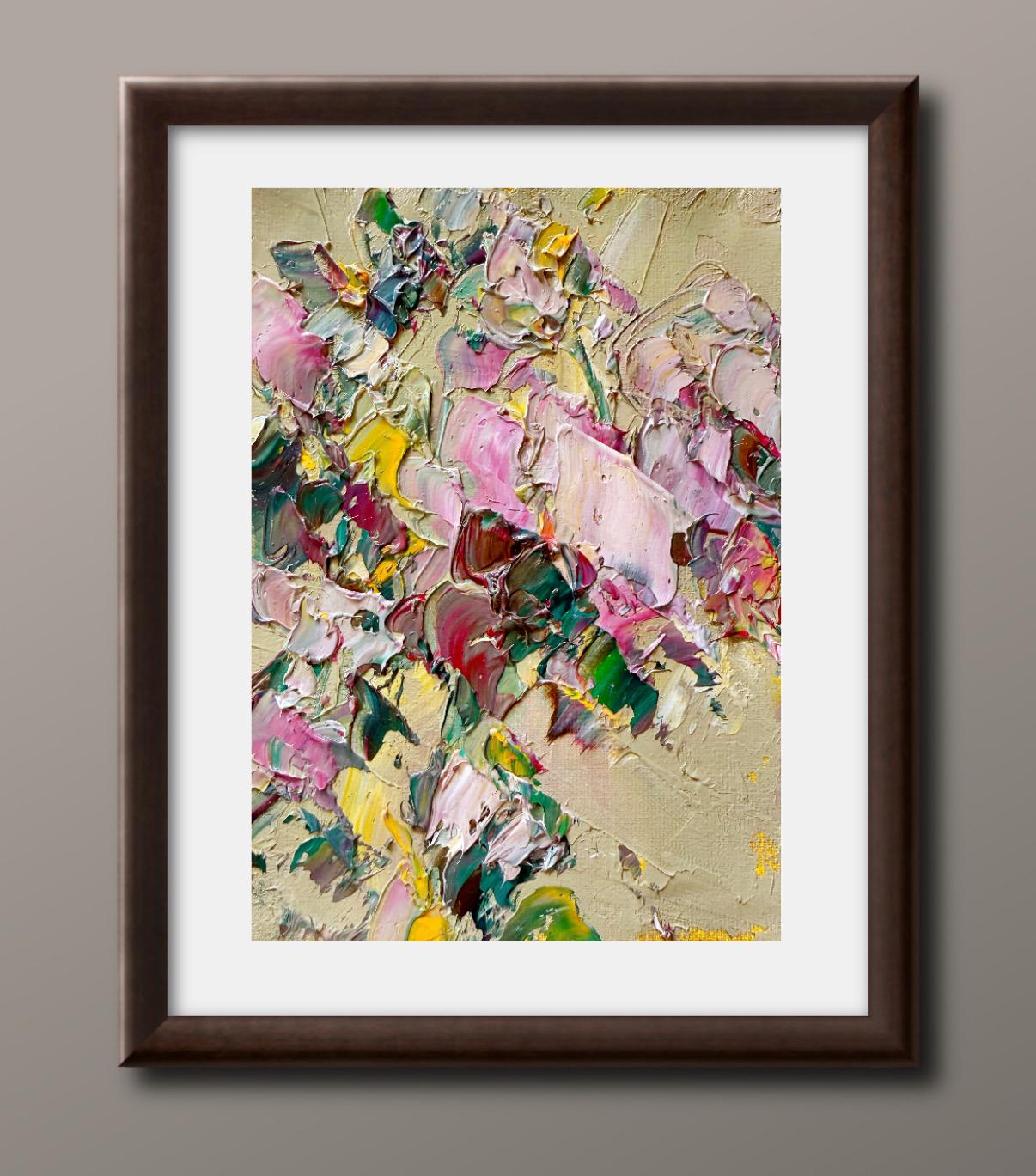 PASTEL PINK FLORAL ORIGINAL OIL PAINTING - Image 6