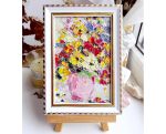 YELLOW RED FLORAL BOUQUET ORIGINAL OIL PAINTING