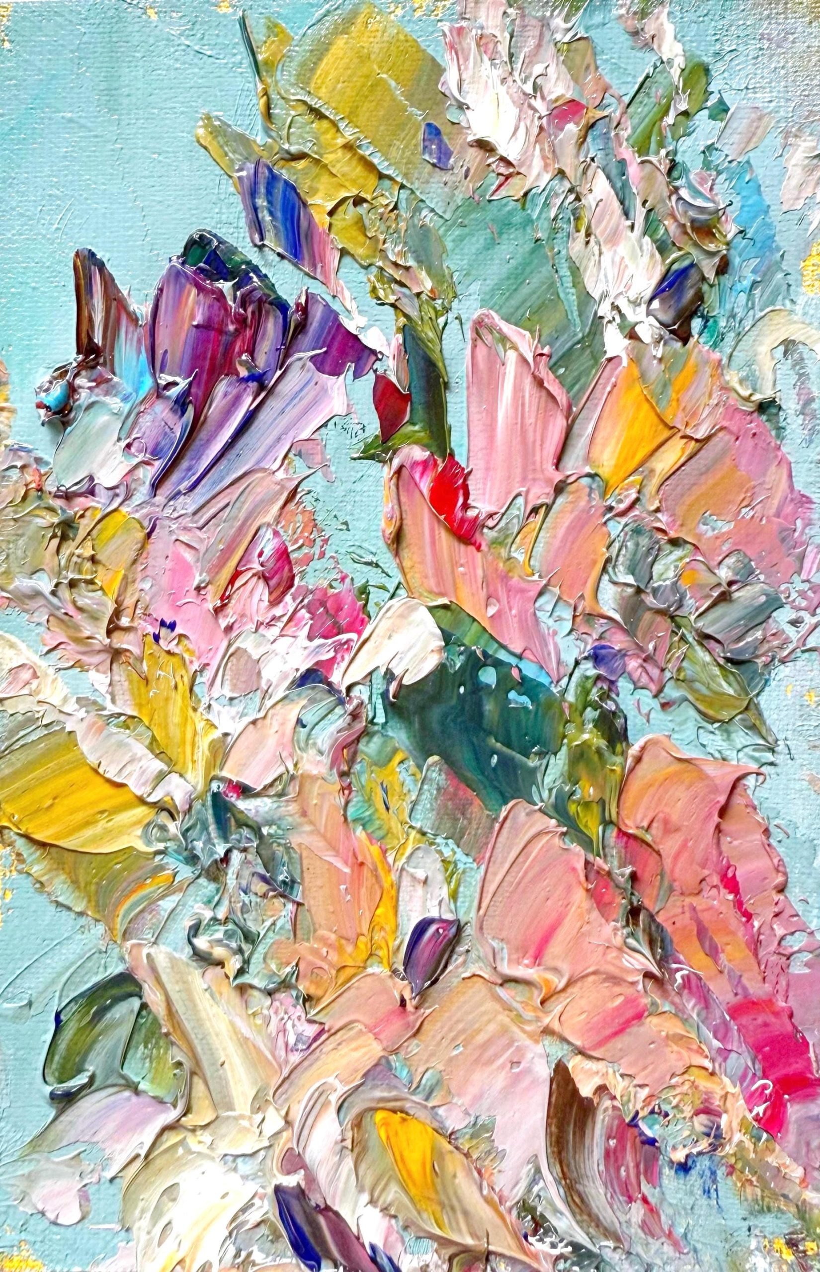 PASTEL FLORAL ORIGINAL OIL PAINTING - Image 3