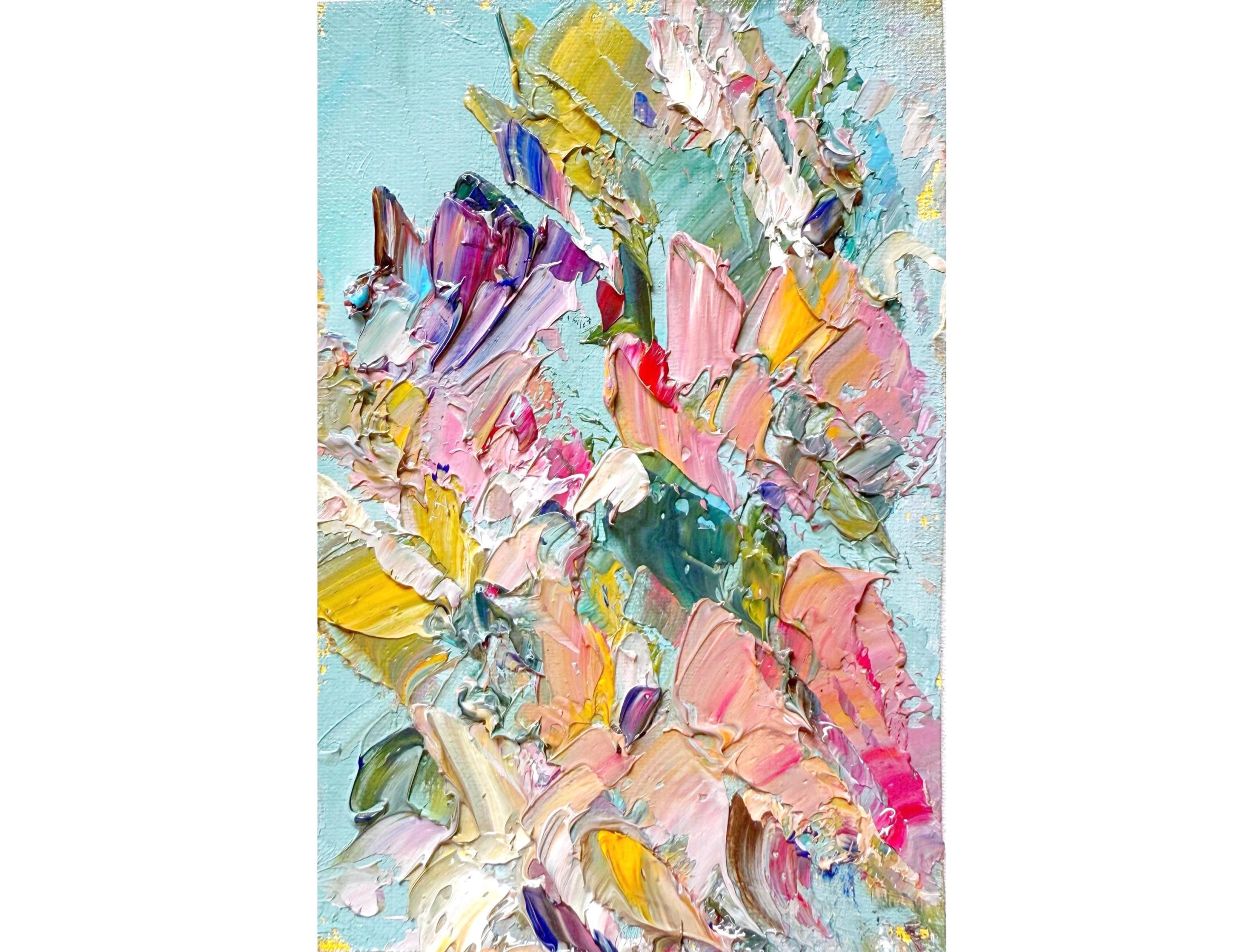 PASTEL FLORAL ORIGINAL OIL PAINTING - Image 2