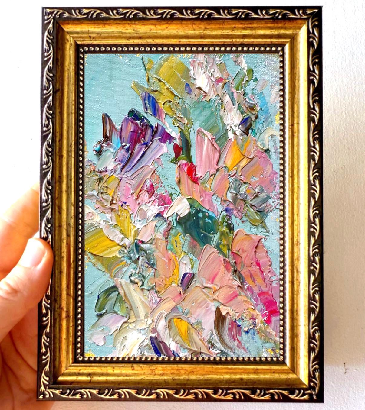 PASTEL FLORAL ORIGINAL OIL PAINTING - Image 5