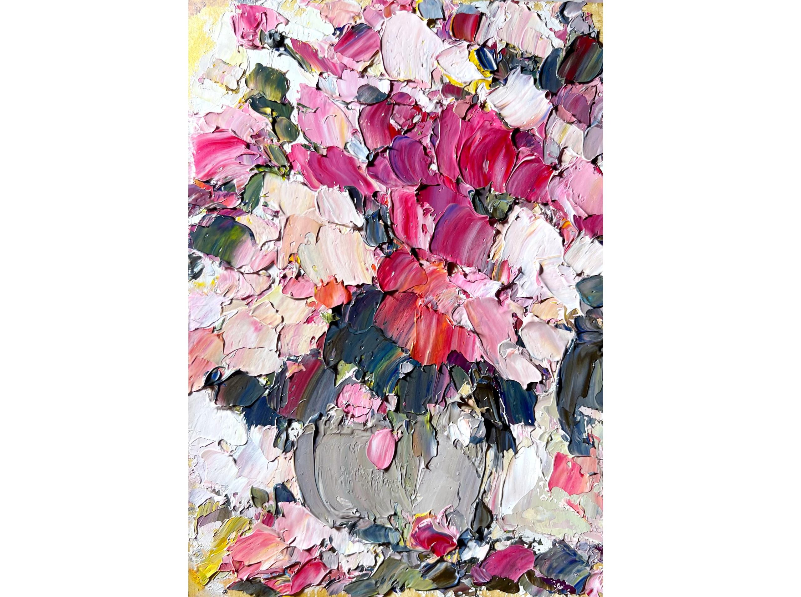 PINK PEONY FLORAL ORIGINAL OIL PAINTING - Image 2