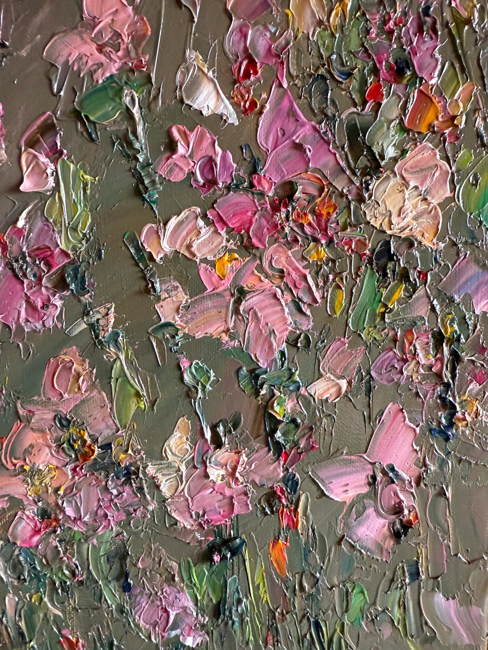 PINK BLOSSOM FLORAL ORIGINAL OIL PAINTING - Image 6