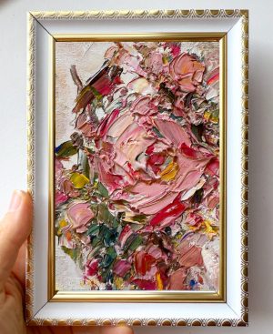 PINK ROSE FLORAL ORIGINAL OIL PAINTING