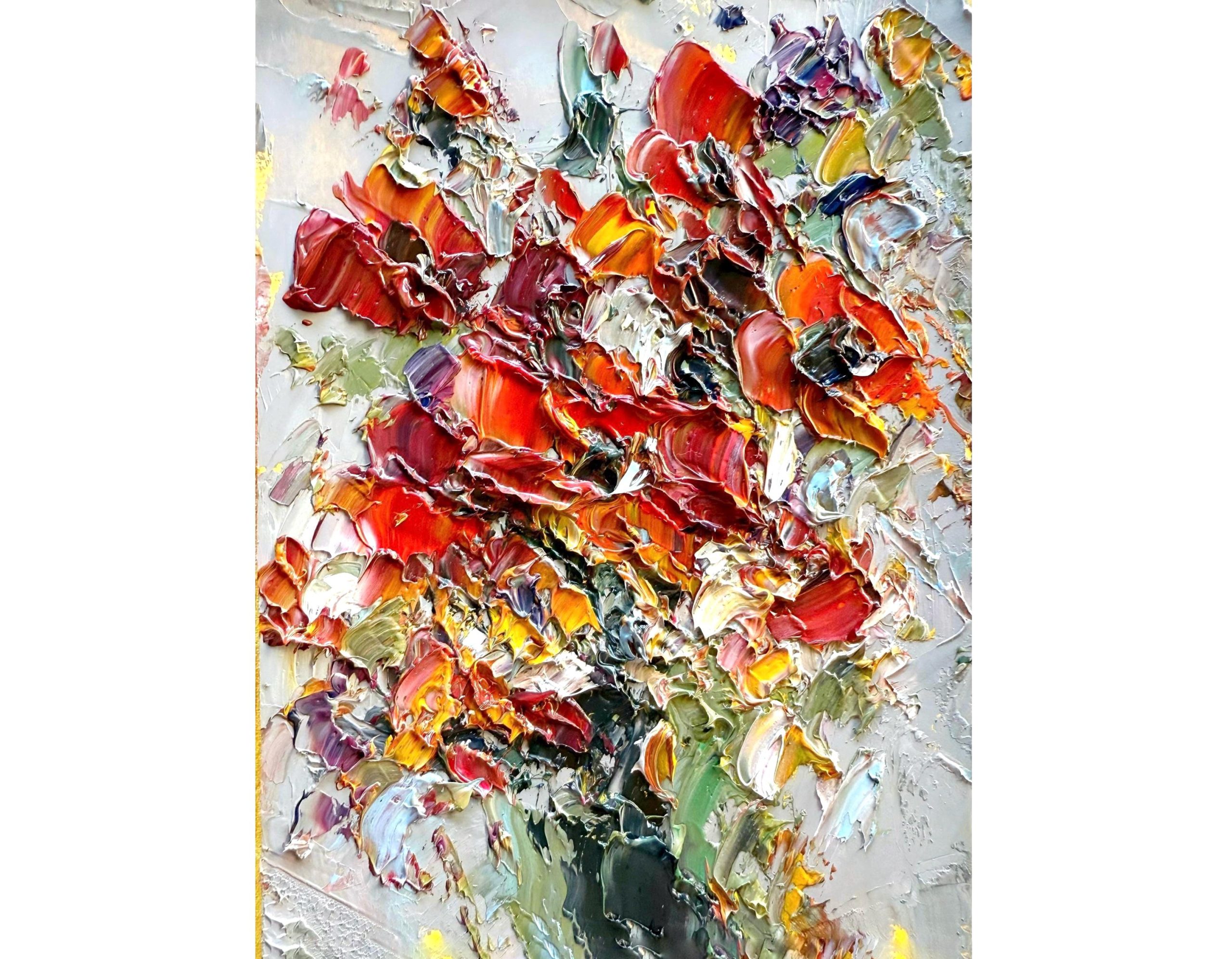 Original oil painting of red flowers - Image 2