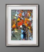 ORANGE RED FLORAL BOUQUET ORIGINAL OIL PAINTING